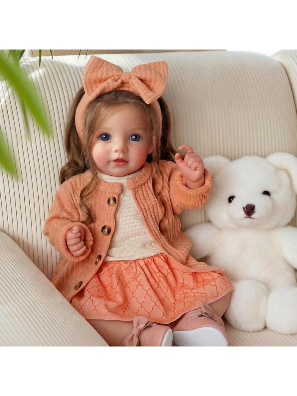 20" Reborn Baby Doll with Brown Hair, Realistic Features & Play Accessories